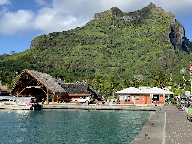 Dock and mountain Vaitape